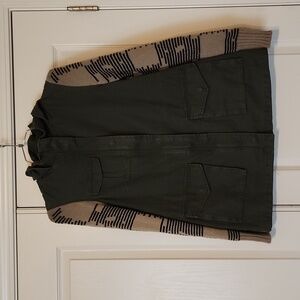 EUC Olive jacket with knit sleeves